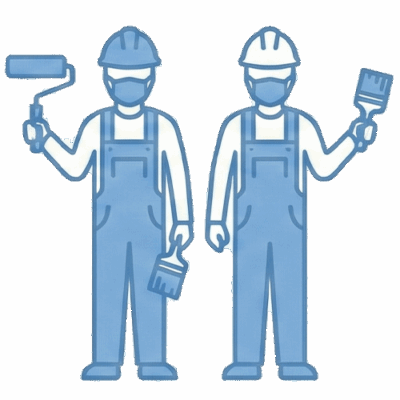 塗装する作業員